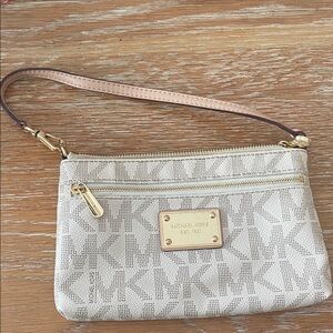 Michael Kors Cream and Gold Wristlet